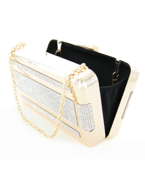 Crystal-Embellished Frame Clutch