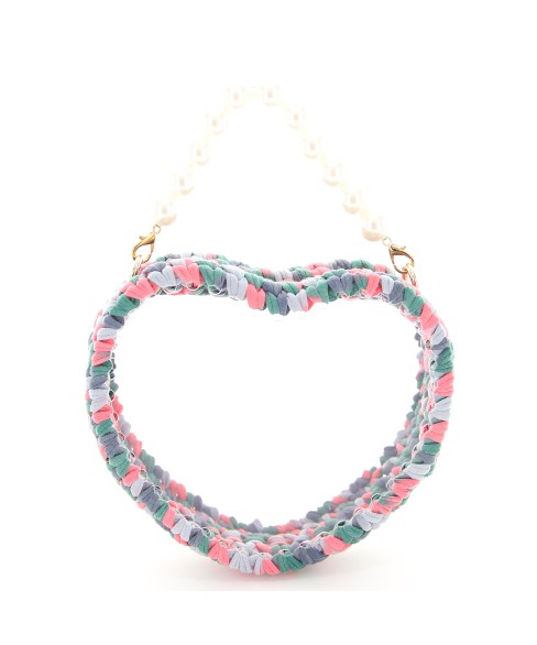 Pearl Handle Heart Clear Woven Frame Bag Pearl Handle Heart Clear Woven Frame Bag