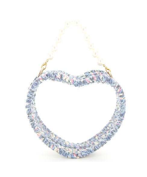 Pearl Handle Heart Clear Woven Frame Bag Pearl Handle Heart Clear Woven Frame Bag