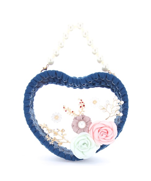 Pearl Handle Heart Clear Woven Frame Bag Pearl Handle Heart Clear Woven Frame Bag