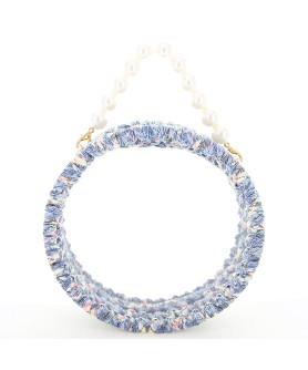 Pearl Handle Round Clear Woven Frame Bag