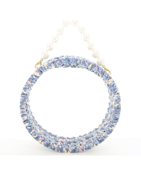 Pearl Handle Round Clear Woven Frame Bag Pearl Handle Round Clear Woven Frame Bag
