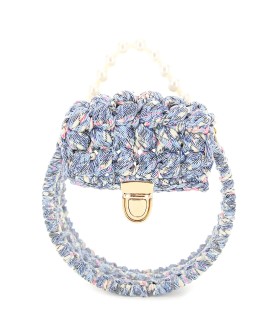 Pearl Handle Round Clear Woven Frame Bag