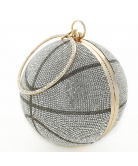 Women Basketball Shape Rhinestone Clutch (Large)