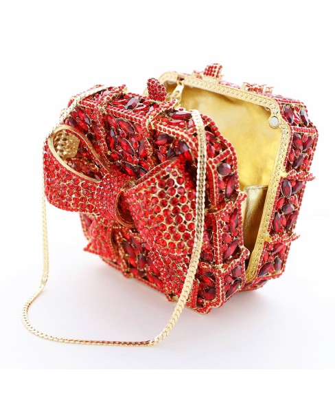 Crystal-Embellished Bow Evening Clutch