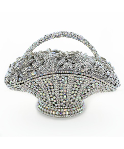 Crystal-Embellished Flower Basket Evening Clutch Crystal-Embellished Flower Basket Evening Clutch