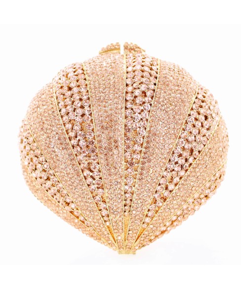 Crystal-Embellished Sea Shell Evening Clutch