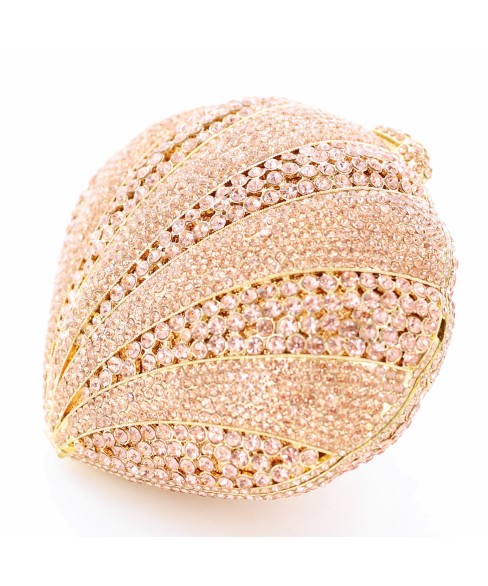 Crystal-Embellished Sea Shell Evening Clutch