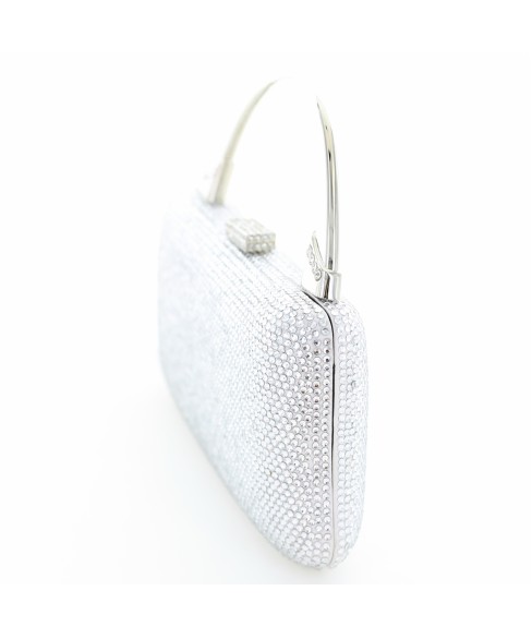 Crystal-Embellished Top Handle Evening Clutch