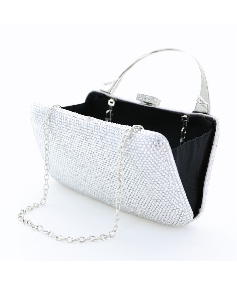 Crystal-Embellished Top Handle Evening Clutch