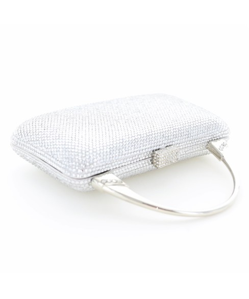 Crystal-Embellished Top Handle Evening Clutch