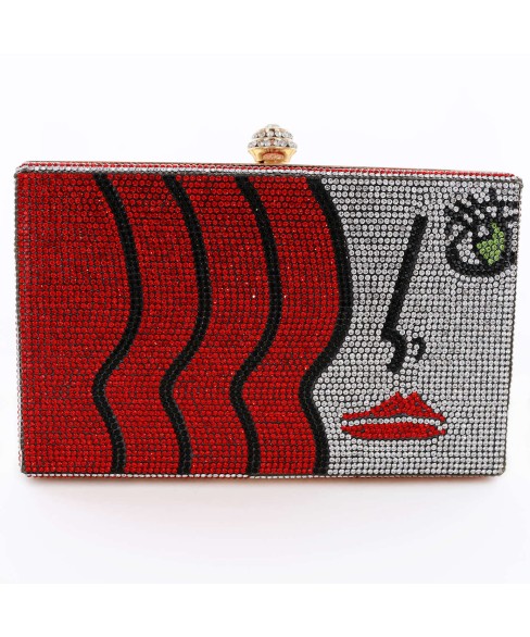 Crystal-Embellished Rhinestone Face Clutch Bag Crystal-Embellished Rhinestone Face Clutch Bag