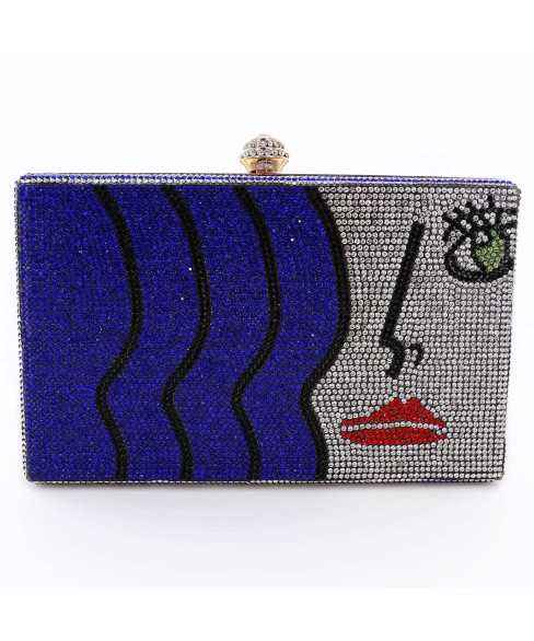 Crystal-Embellished Rhinestone Face Clutch Bag Crystal-Embellished Rhinestone Face Clutch Bag