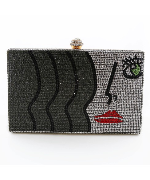 Crystal-Embellished Rhinestone Face Clutch Bag Crystal-Embellished Rhinestone Face Clutch Bag