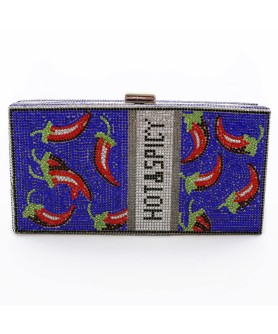 Crystal-Embellished Hot&Spicy Evening Clutch Bag