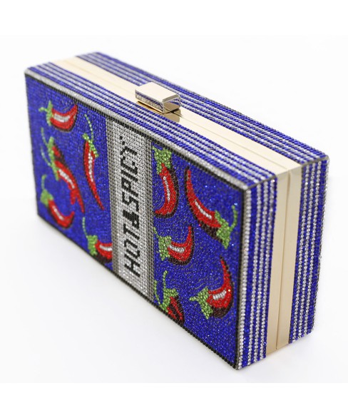 Crystal-Embellished Hot&Spicy Evening Clutch Bag