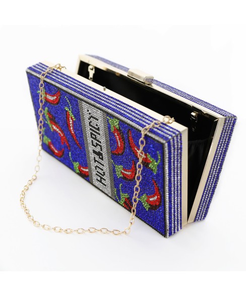 Crystal-Embellished Hot&Spicy Evening Clutch Bag