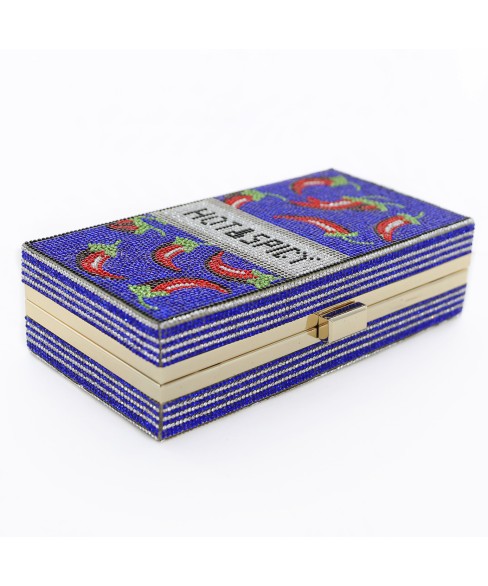 Crystal-Embellished Hot&Spicy Evening Clutch Bag