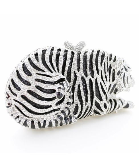 Crystal-Embellished Tiger Evening Clutch (Large)