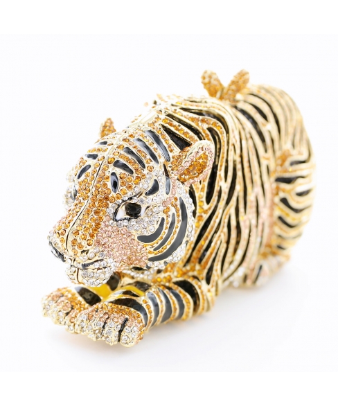 Crystal-Embellished Tiger Evening Clutch (Large)