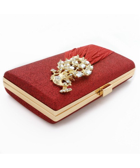 Glitter Rhinestone Pecok Evening Clutch Purses