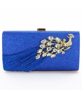 Glitter Rhinestone Pecok Evening Clutch Purses