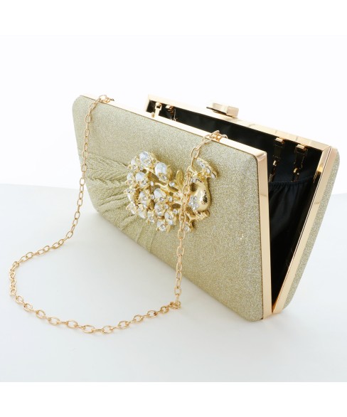 Glitter Rhinestone Pecok Evening Clutch Purses