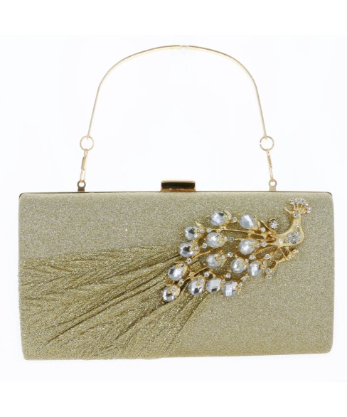 Glitter Rhinestone Pecok Evening Clutch Purses