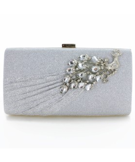 Glitter Rhinestone Pecok Evening Clutch Purses