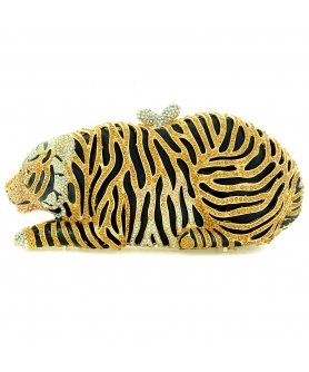 Crystal-Embellished Tiger Evening Clutch (Small)